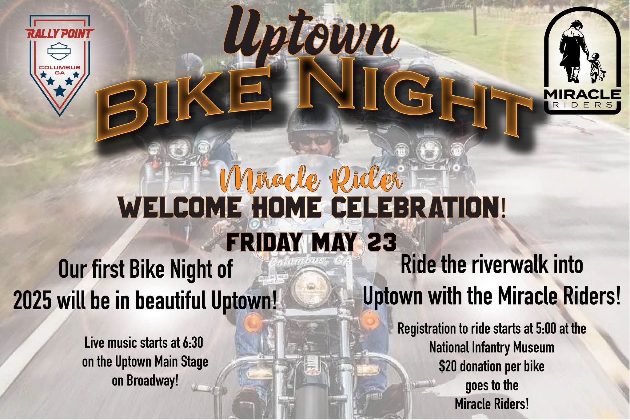 Uptown Bike Night - Welcome Home Miracle Riders!
