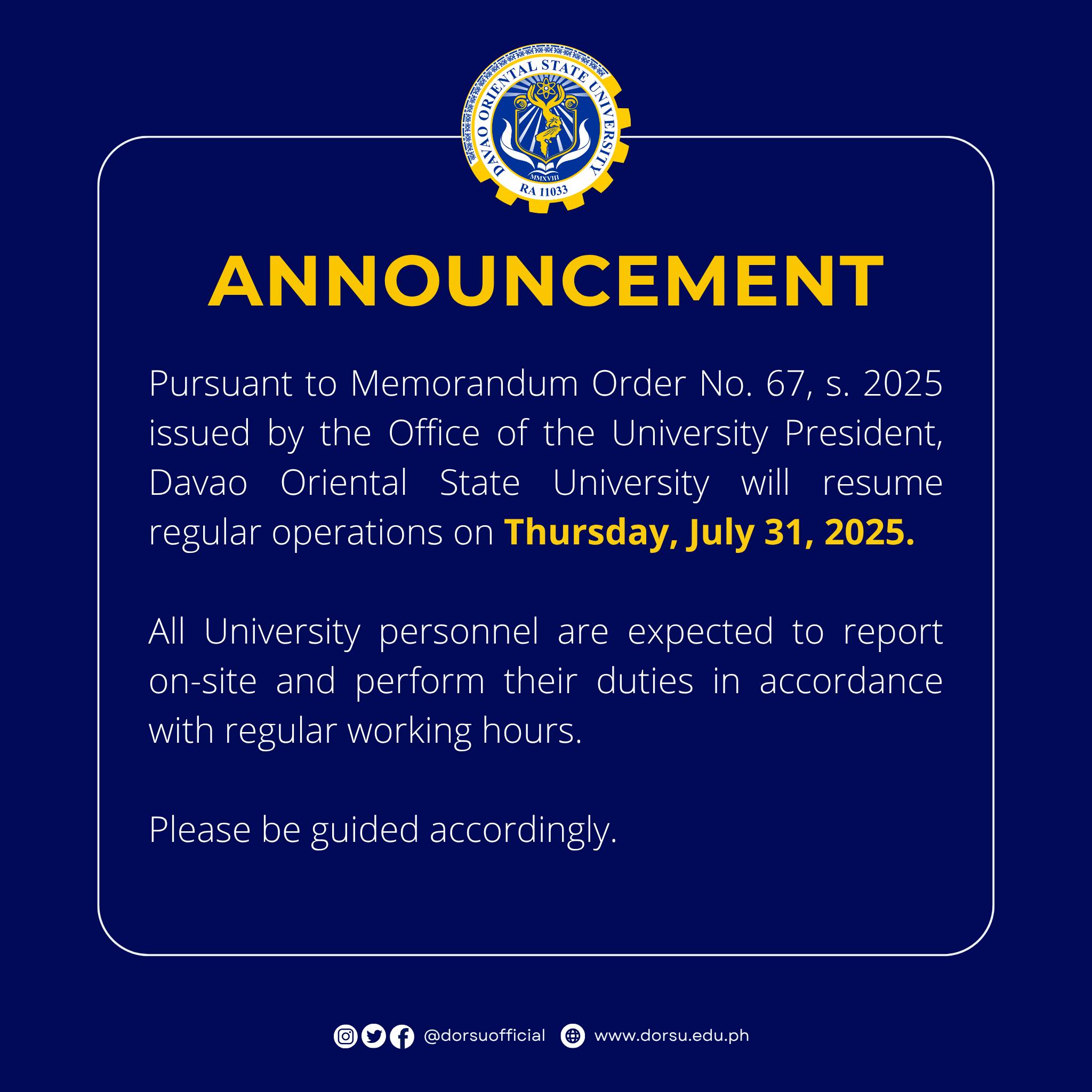 Davao Oriental State University - On December 13, the entire community ...