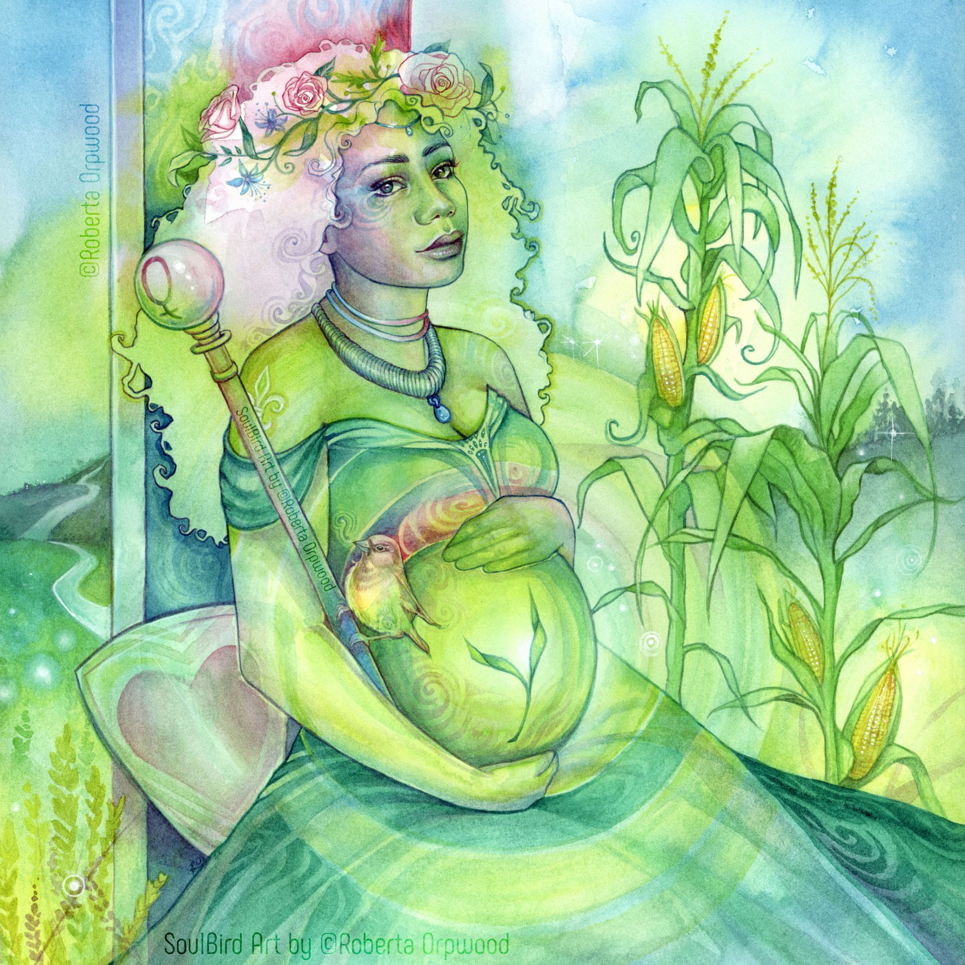 Empress tarot card inspired painting anniversary