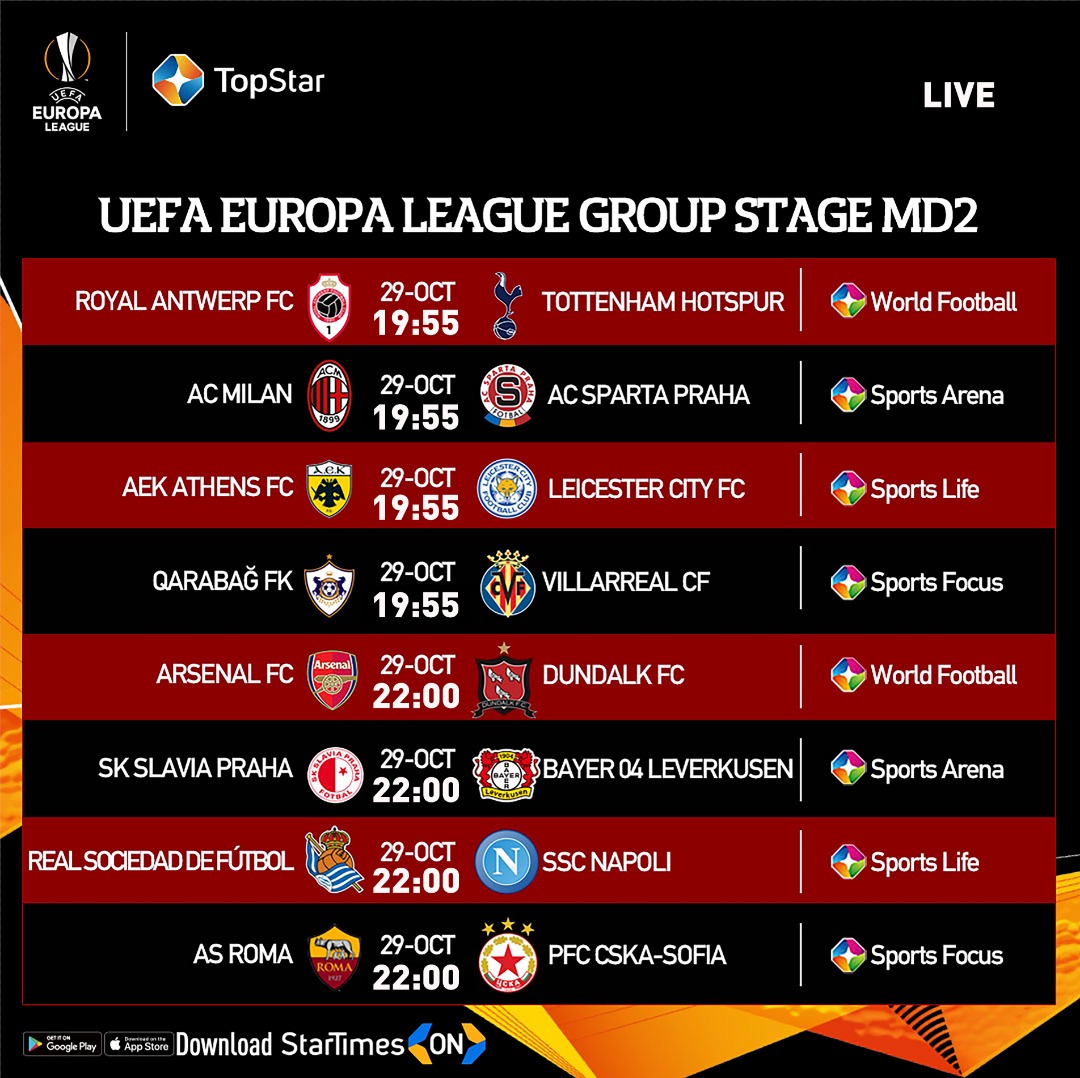 TopStar - The Match Day 2 of UEFA Europa League is set to...