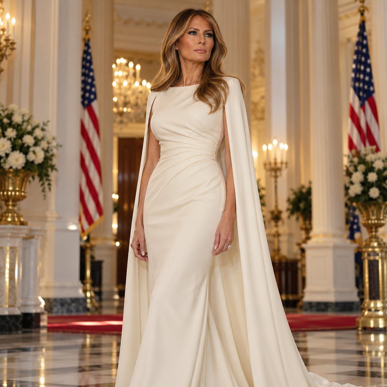 melania first lady dress Trump-effortless elegance, timeless beauty, and a look made for the White House spotlight. 🇺🇸 Grace, glamour, and pure sophistication-all in one frame. 🤍 melania trump best outfits