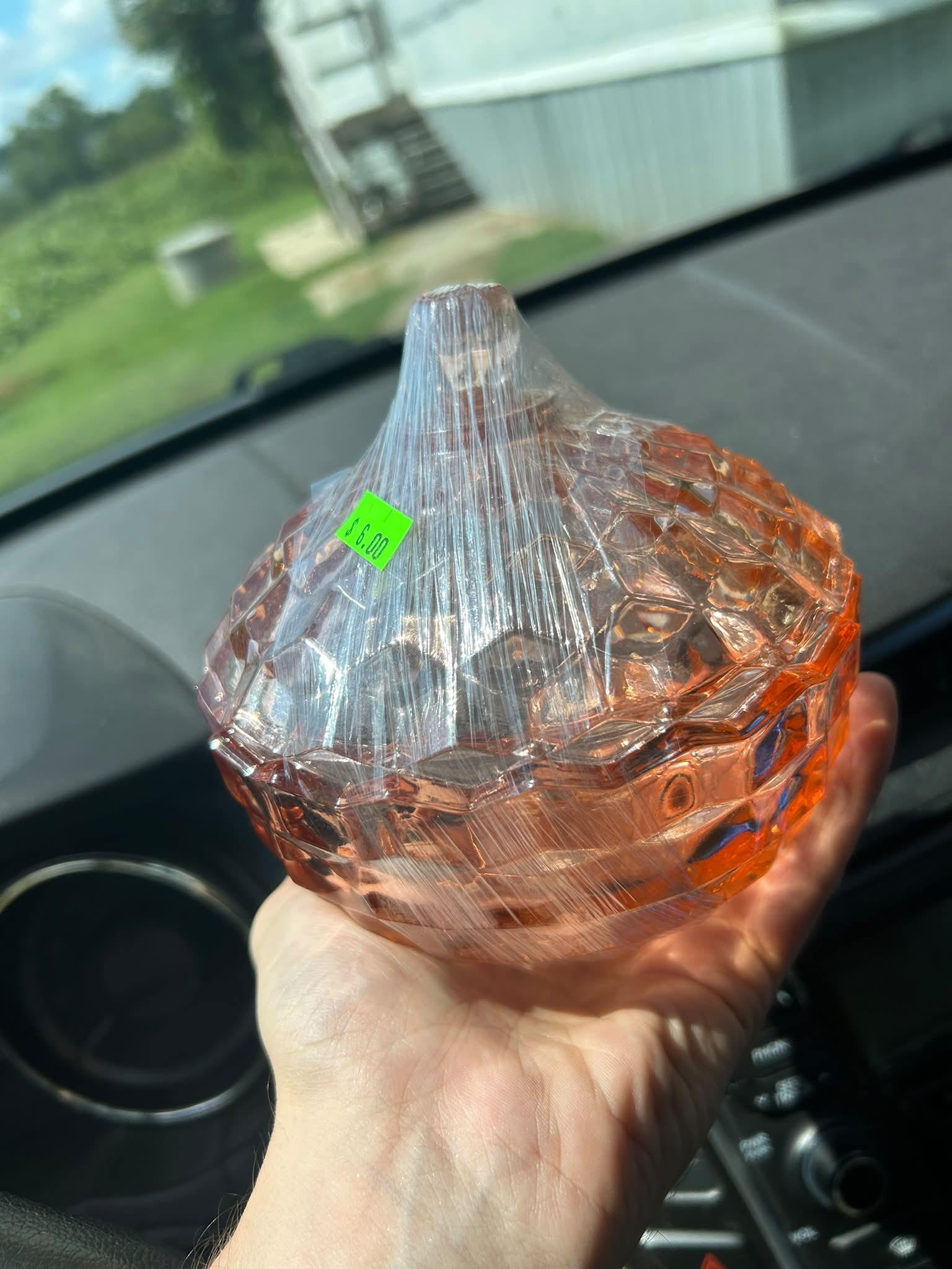 キャンディキャンディ　のれん　青系　緑系　２枚セット　昭和レトロ Fostoria Glass Company's 1924-1926 #2219 canary candy jar