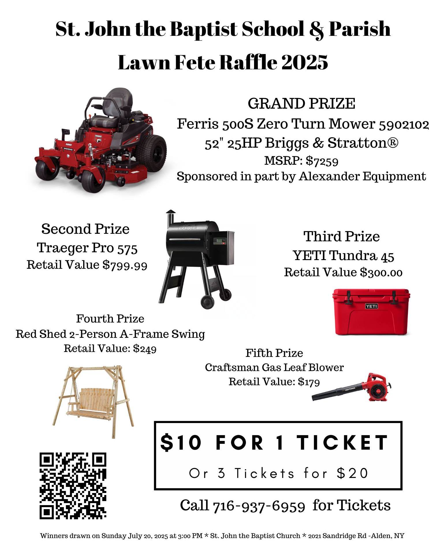 St. - 🎟️ Win a Ferris Zero Turn Mower & more! Get your raffle tickets ...