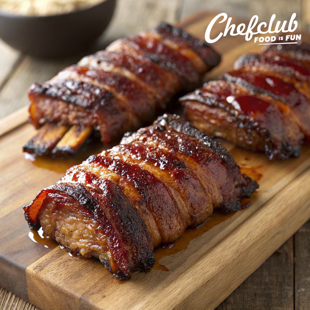 Chefclub Network - Whiskey-Glazed Bacon-Wrapped Ribs🤤🥓 --- Ingredients ...