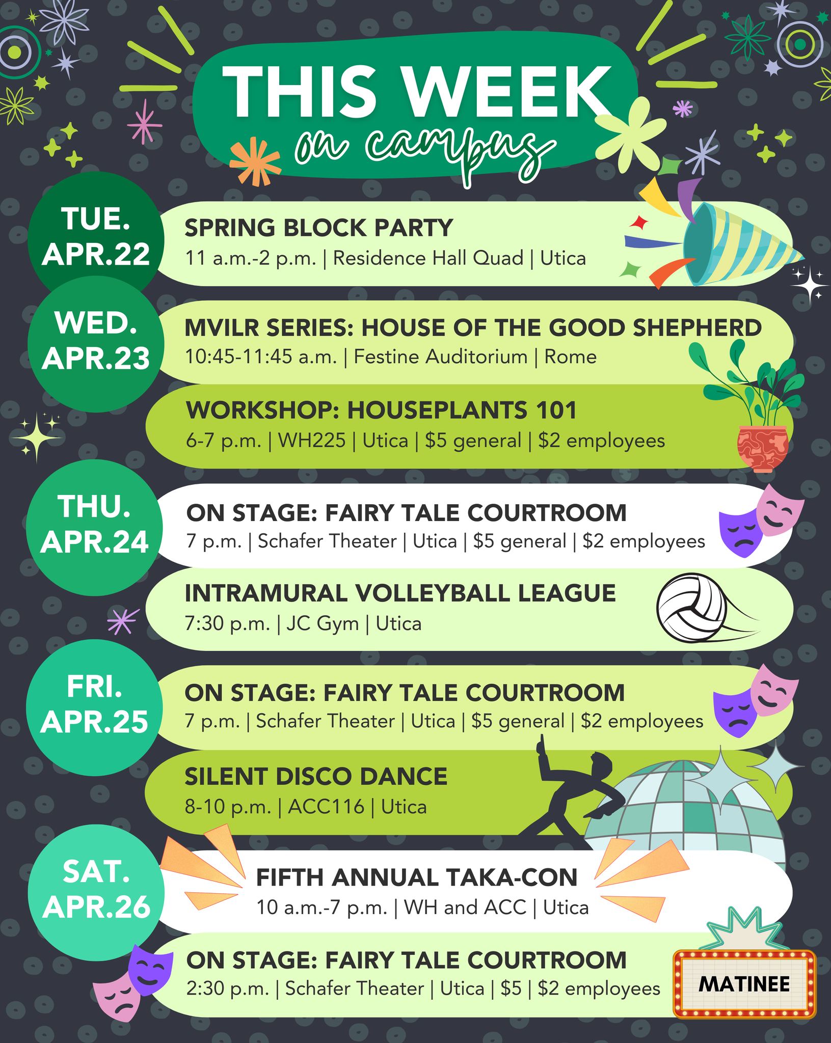 Mohawk - On campus this week — all events are free for MVCC students! 🎉 ...