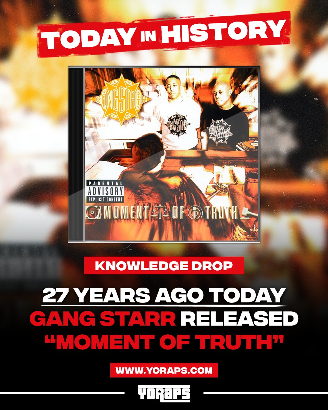 On this day in 1998, Gang Starr released the album “Moment of Truth”!!