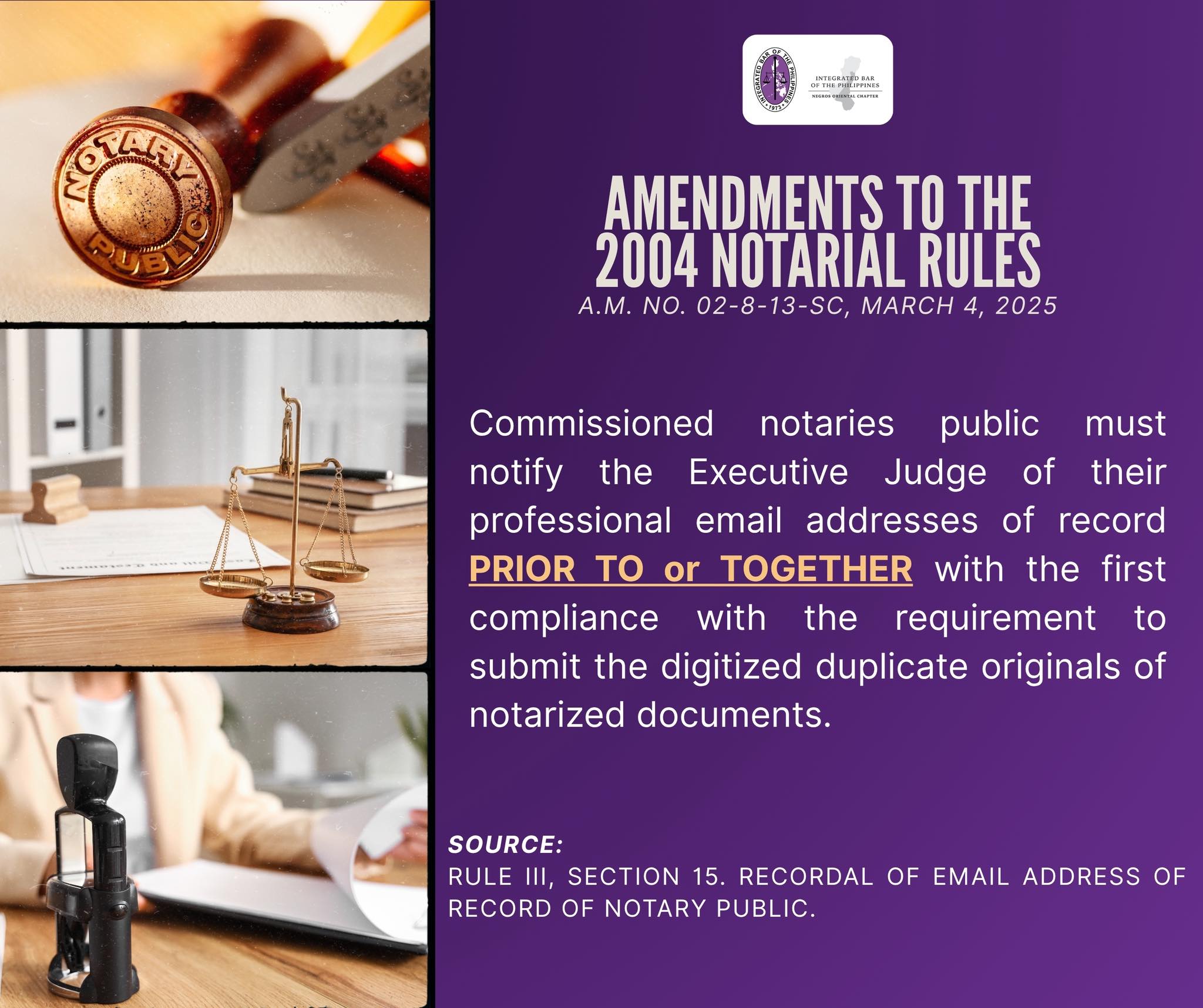 IBP - 📝 AMENDED NOTARIAL RULES: AT A GLANCE Please be informed that ...