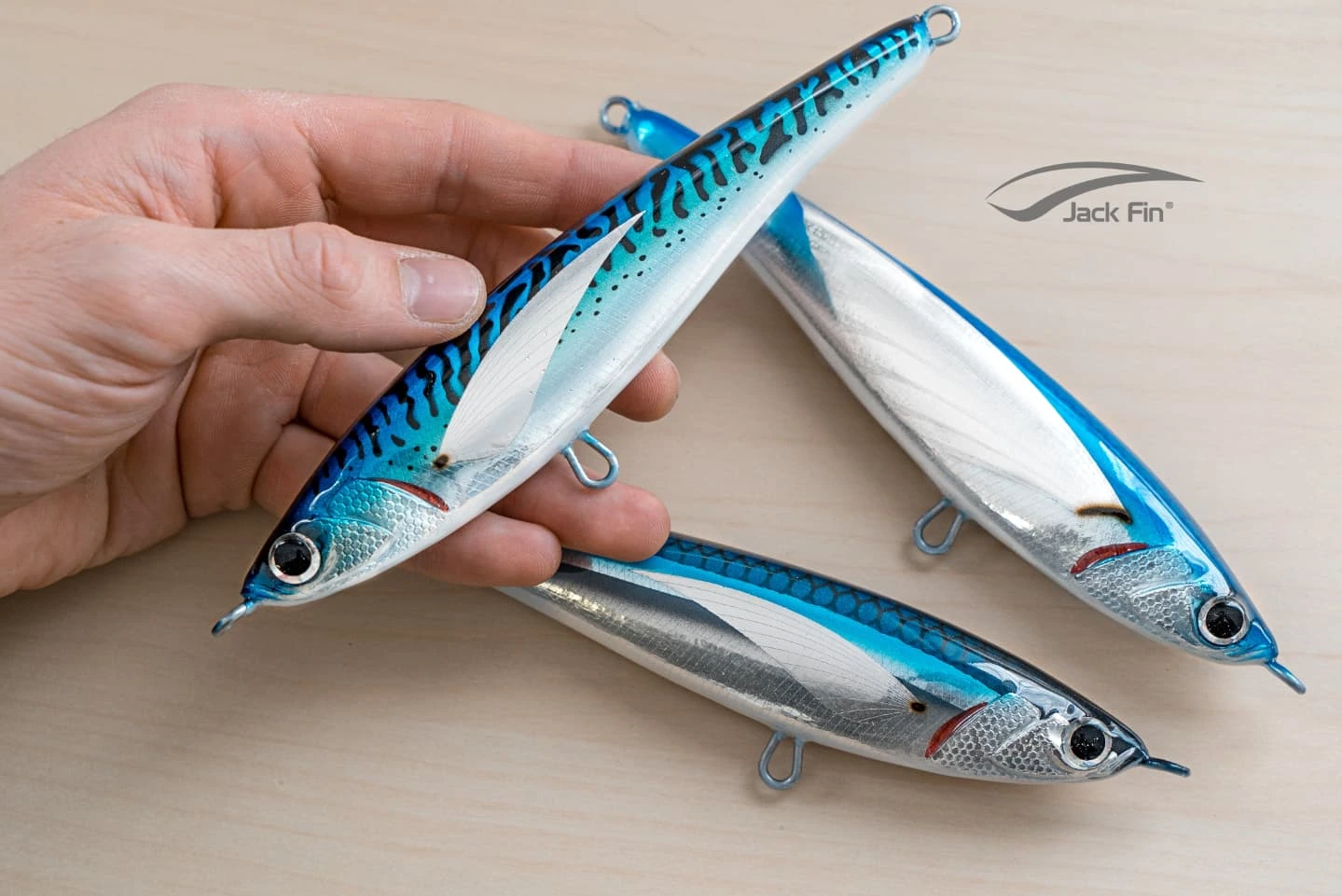 Leurres De Pêche Jack Fin Jointed 255mm - Couleur Argent Vert Ou Bleu - Pour Brochet, Thon - Hameçons Triples Renforcés