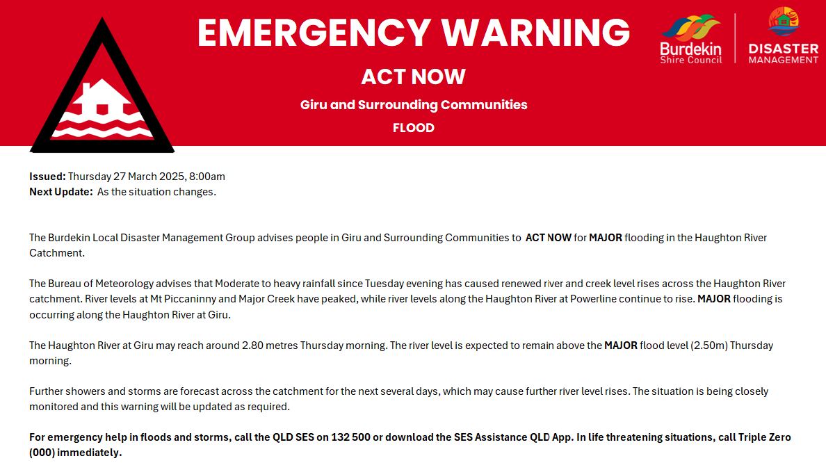 **This warning... - Burdekin Disaster & Emergency Information | Facebook