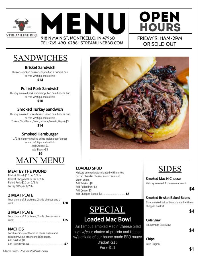 Streamline BBQ | Monticello IN