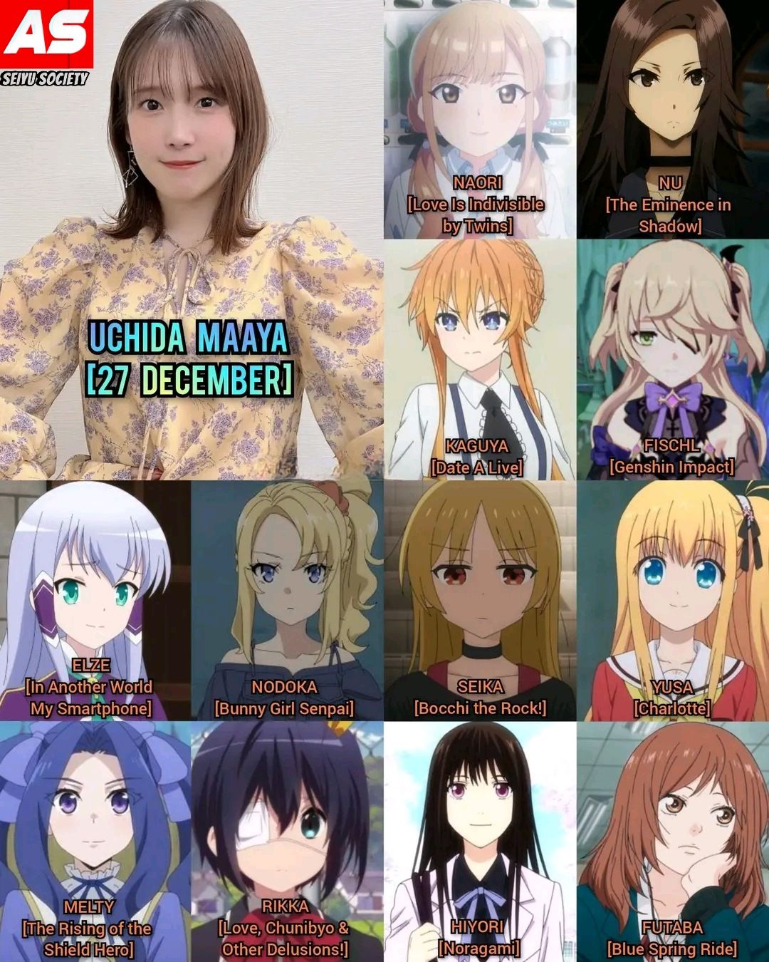 Wishing a happy birthday to the talented and lovely Aya Uchida! ❤🥳🎂