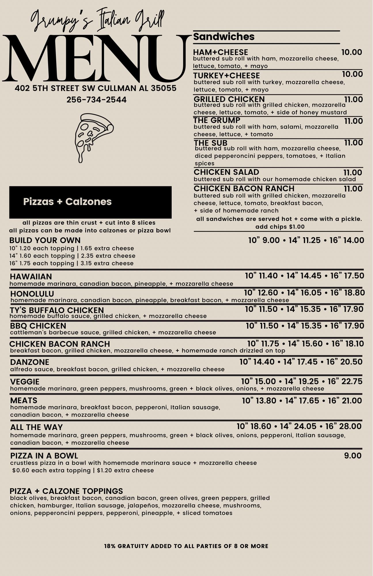 NEW MENU ALERT!!!!! We will be... - Grumpy's Italian Grill | Facebook
