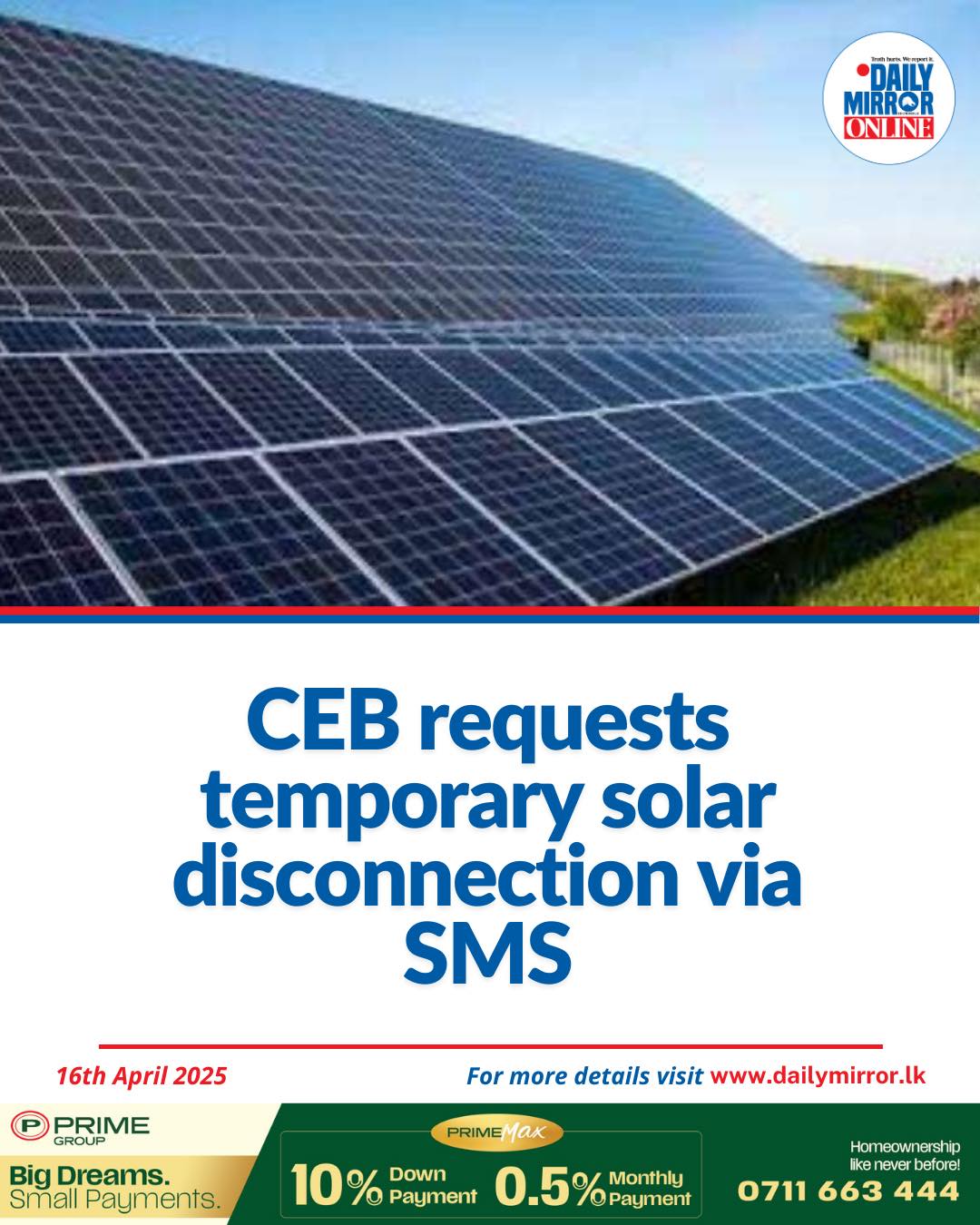 Daily Mirror - The Ceylon Electricity Board (CEB) requests... | Facebook