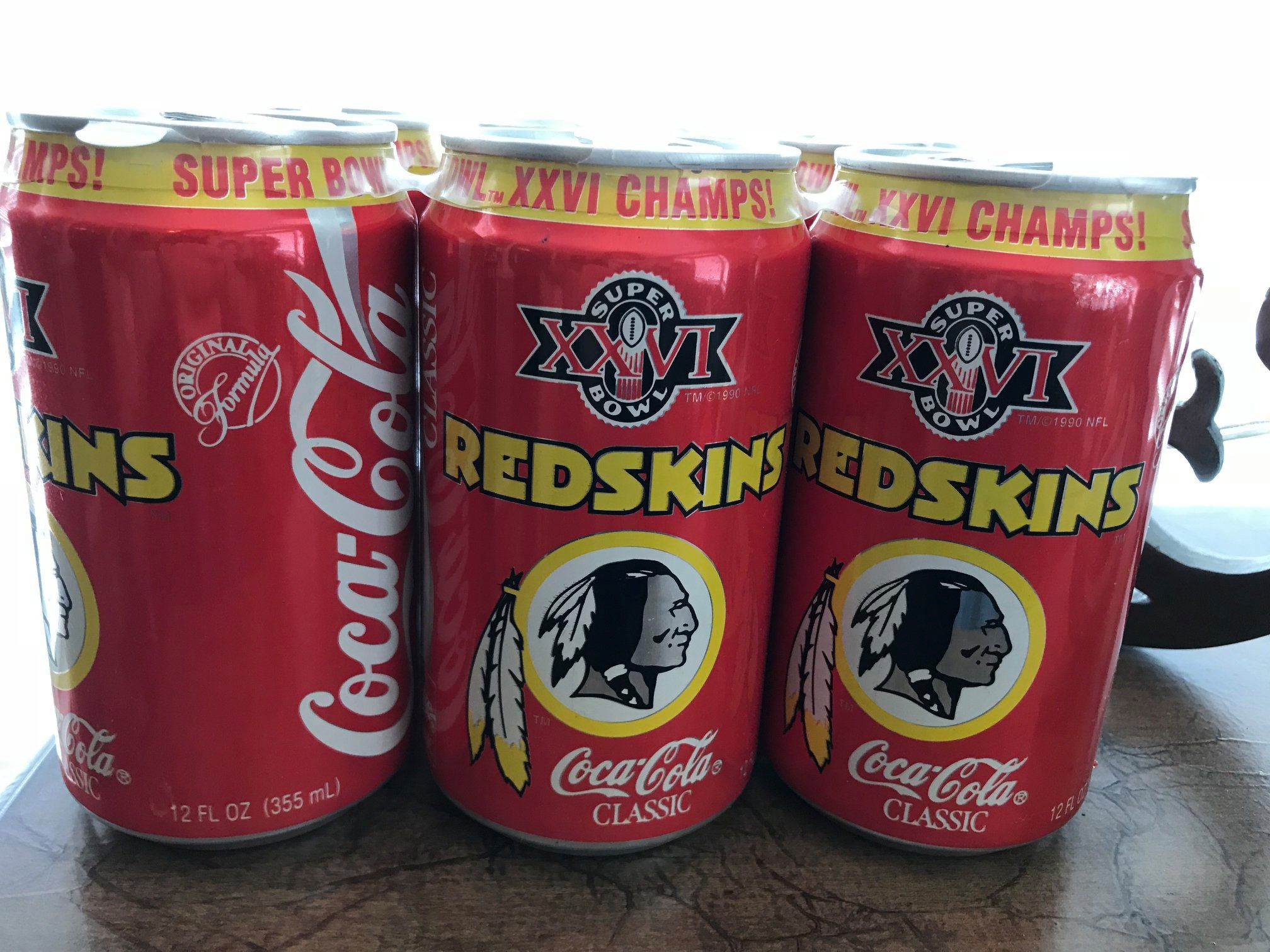 Washington Redskins Super Bowl XXVI Champs 12 oz Coca Cola Cans ...
