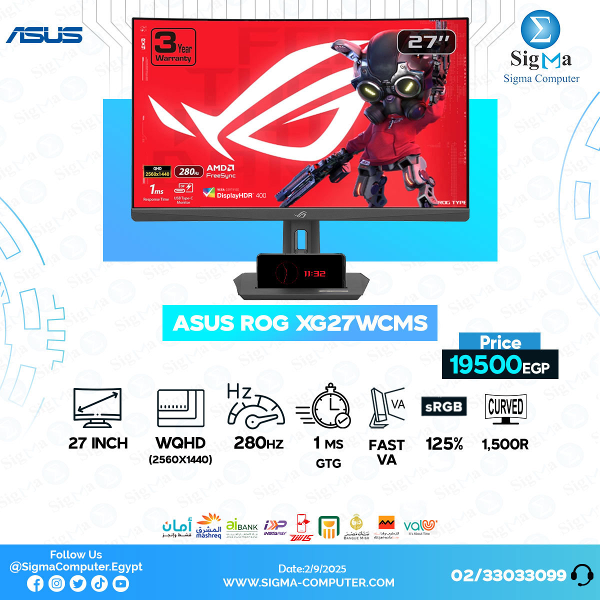 Sigma - ASUS ROG Strix XG27WCMS 27 QHD 280Hz curved gaming monitor with ...