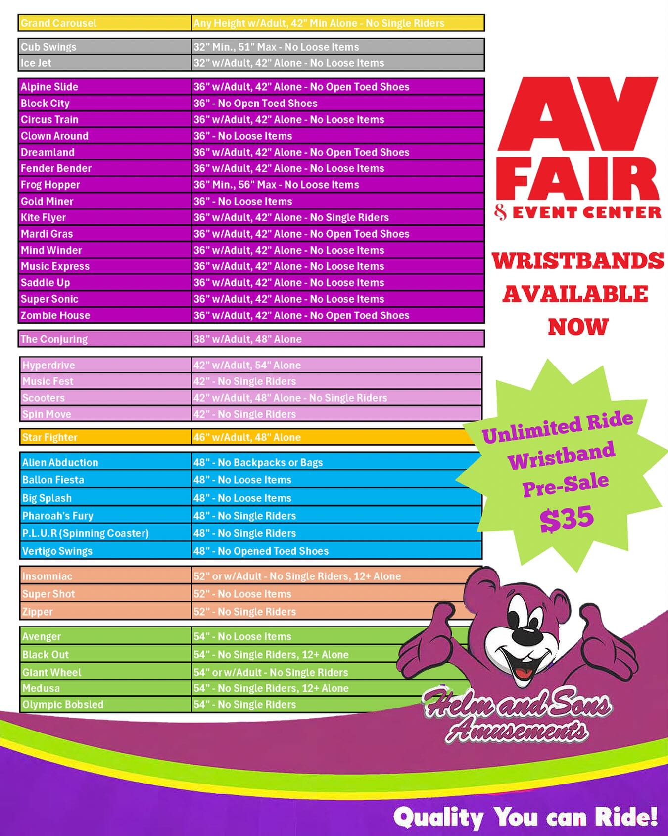 FAIR RIDE LINEUP 🎢 Get ready... - AV Fair & Event Center | Facebook