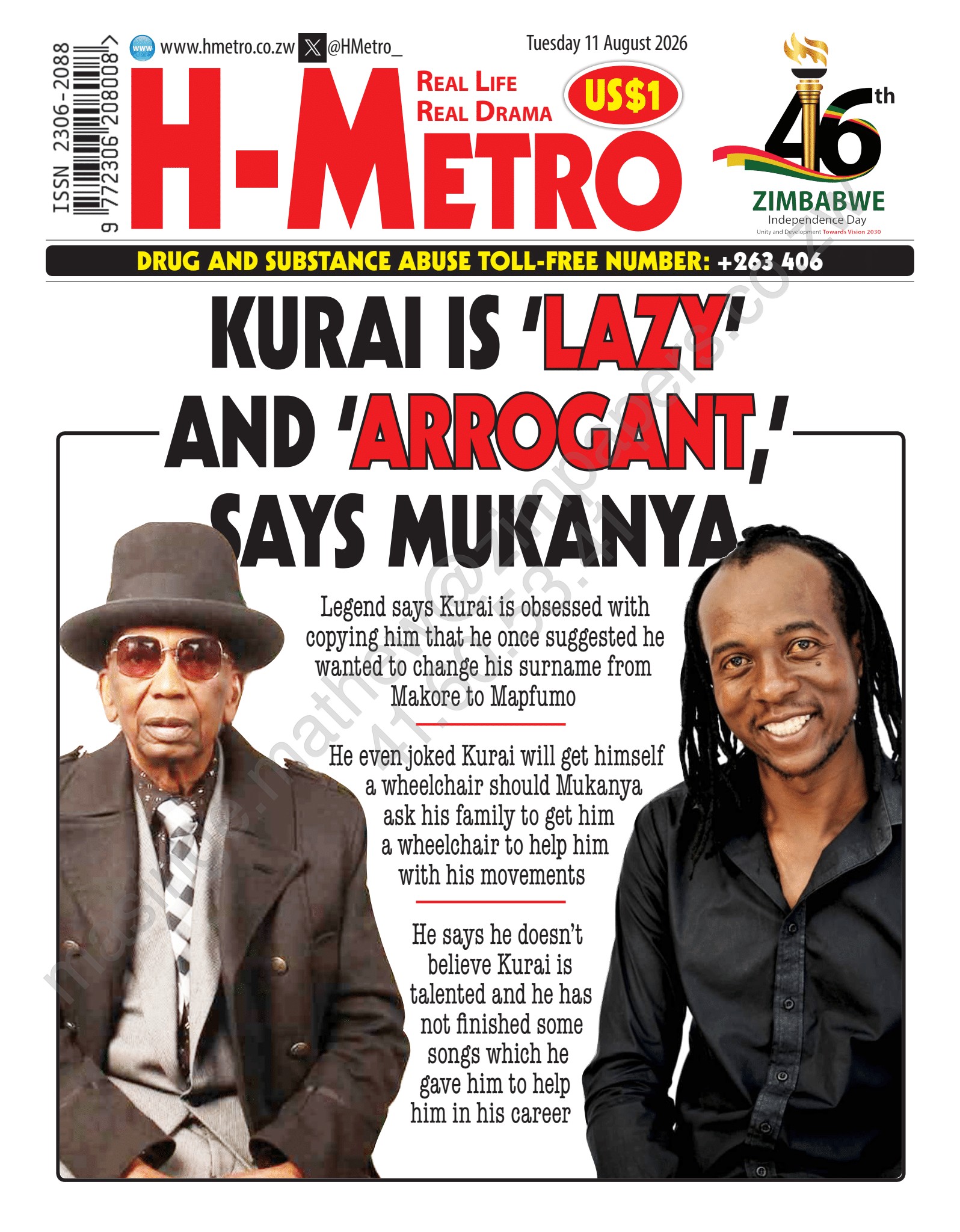 FRONTPAGE THOMAS “Mukanya” Mapfumo says Kurai Makore is an