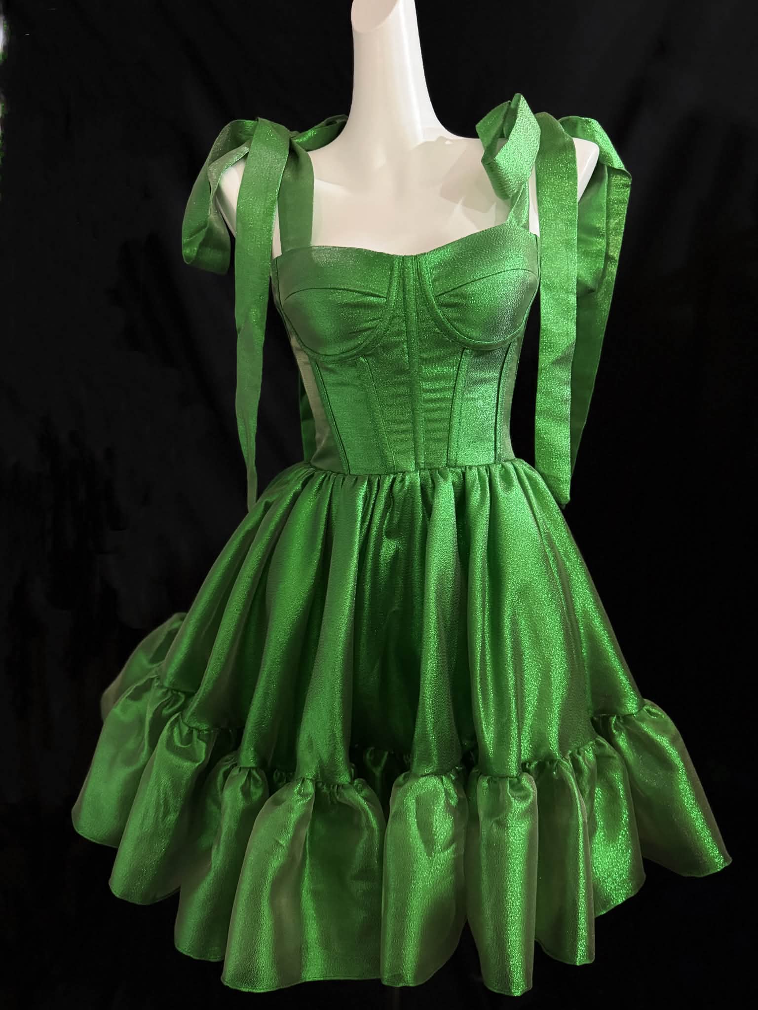 ✨ Emerald Green Satin Mini Dress