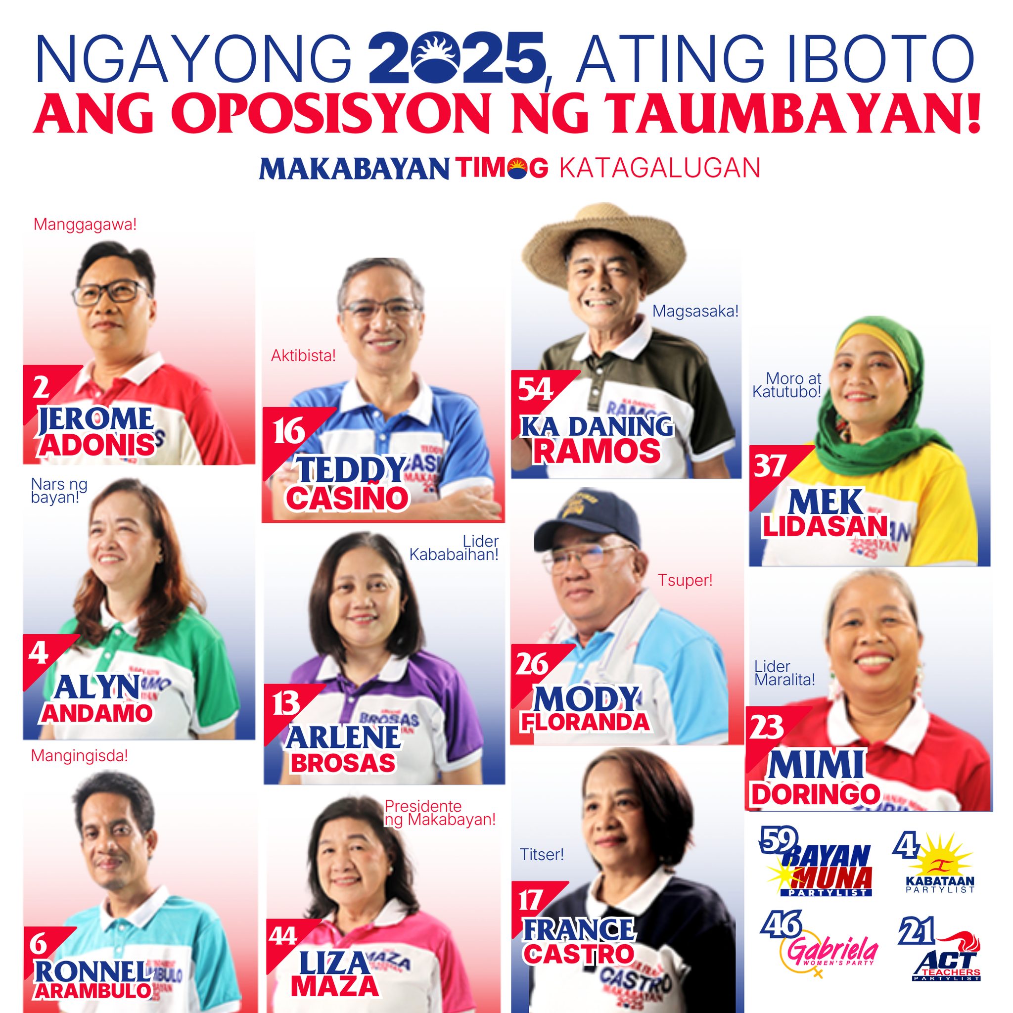 Makabayan - NGAYONG 2025, ATING IBOTO ANG OPOSISYON NG TAUMBAYAN ...