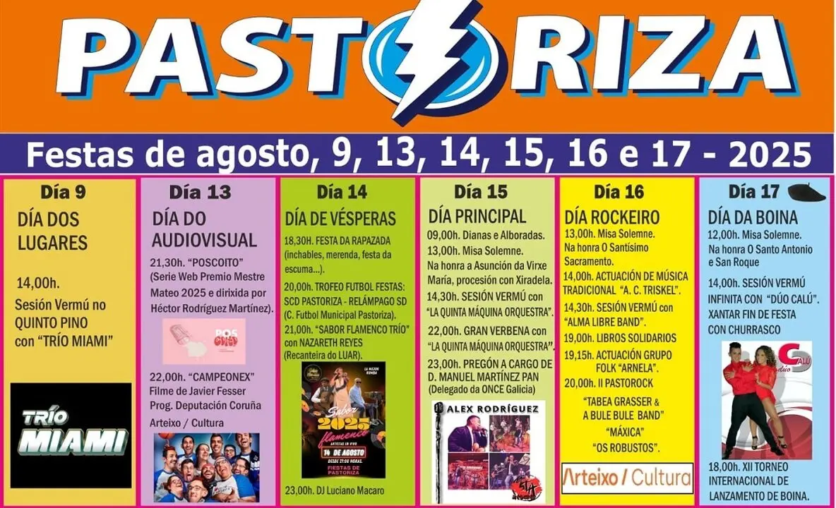 Concello - 🎉 Xa están aquí as Festas de Pastoriza 2025! 📅 Do 9 ao 17 de ...