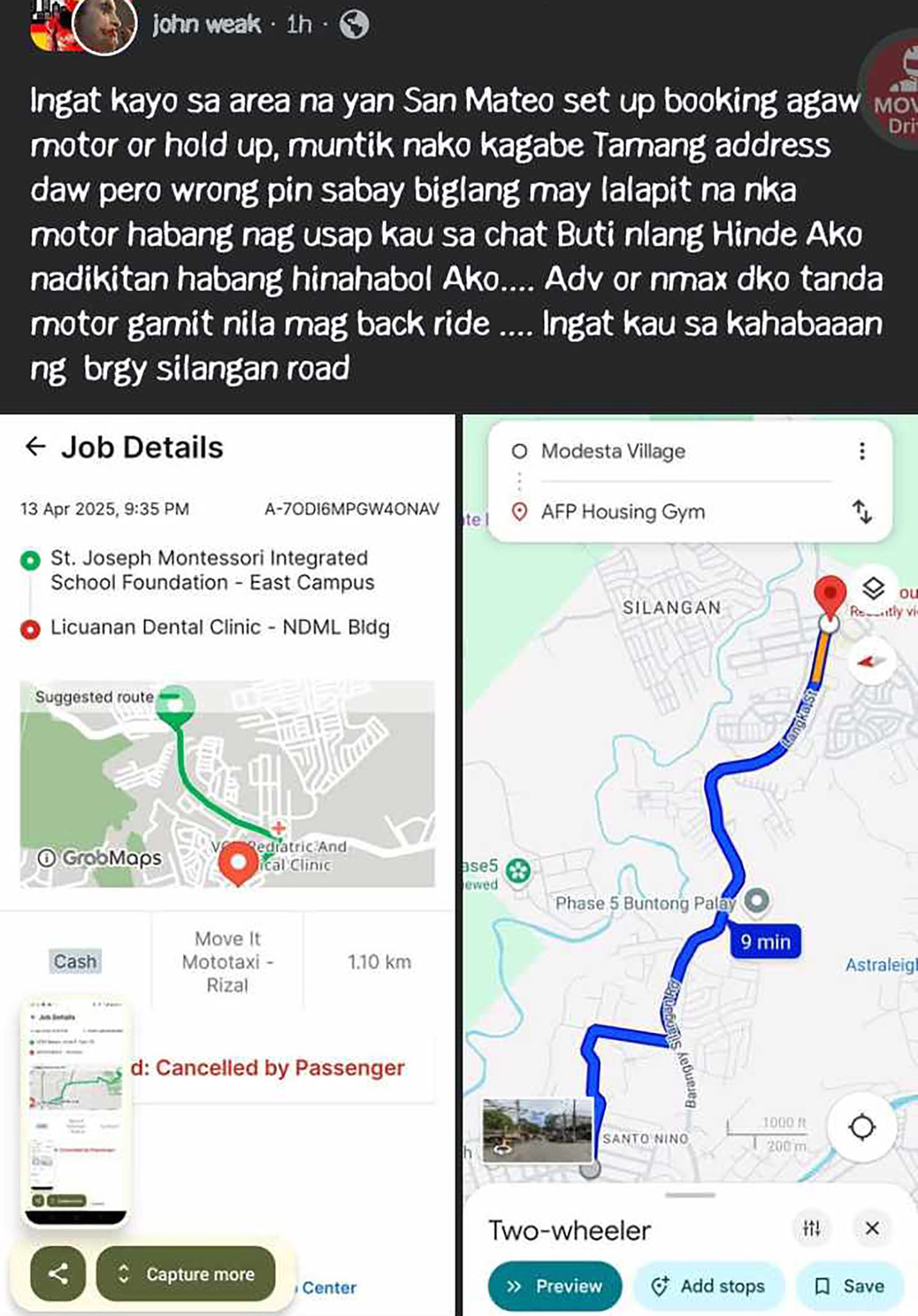Silangan - Rider ng Move It, muntik na umanong maholdap ng nagpa-book ...