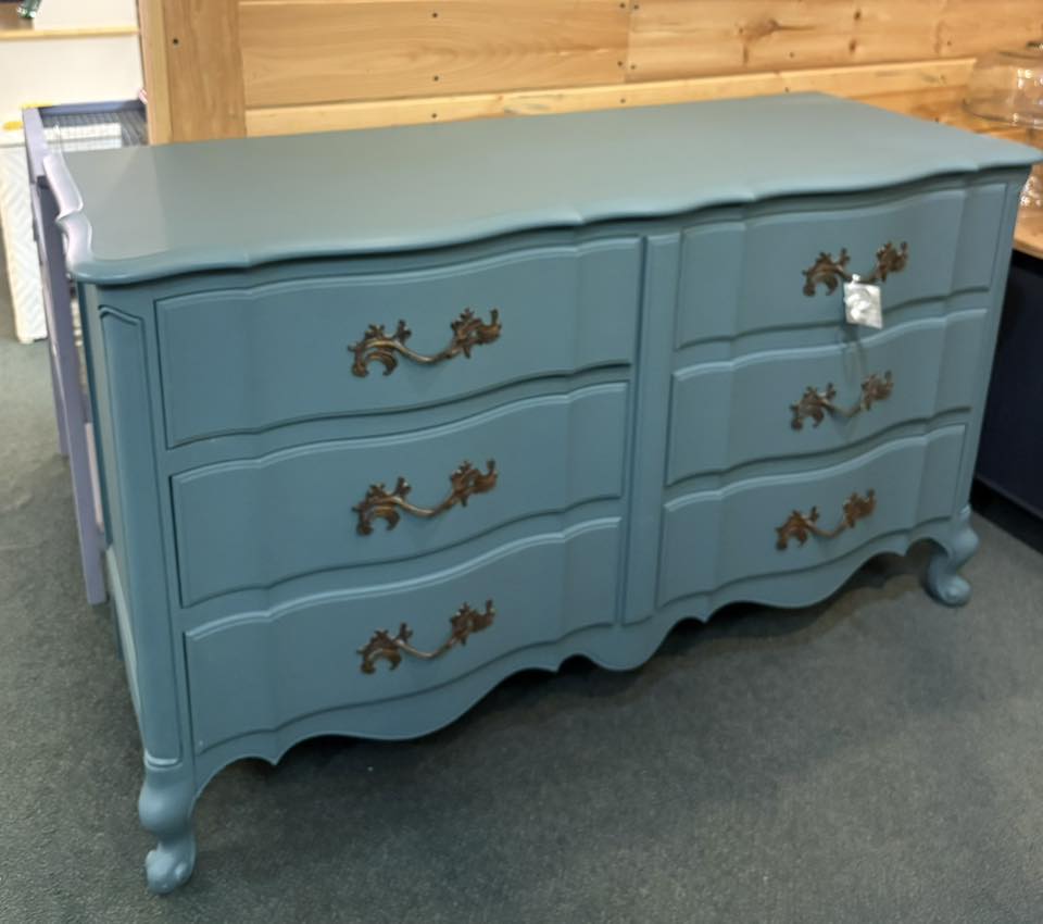 Vintage French Provincial aqua dresser for sale