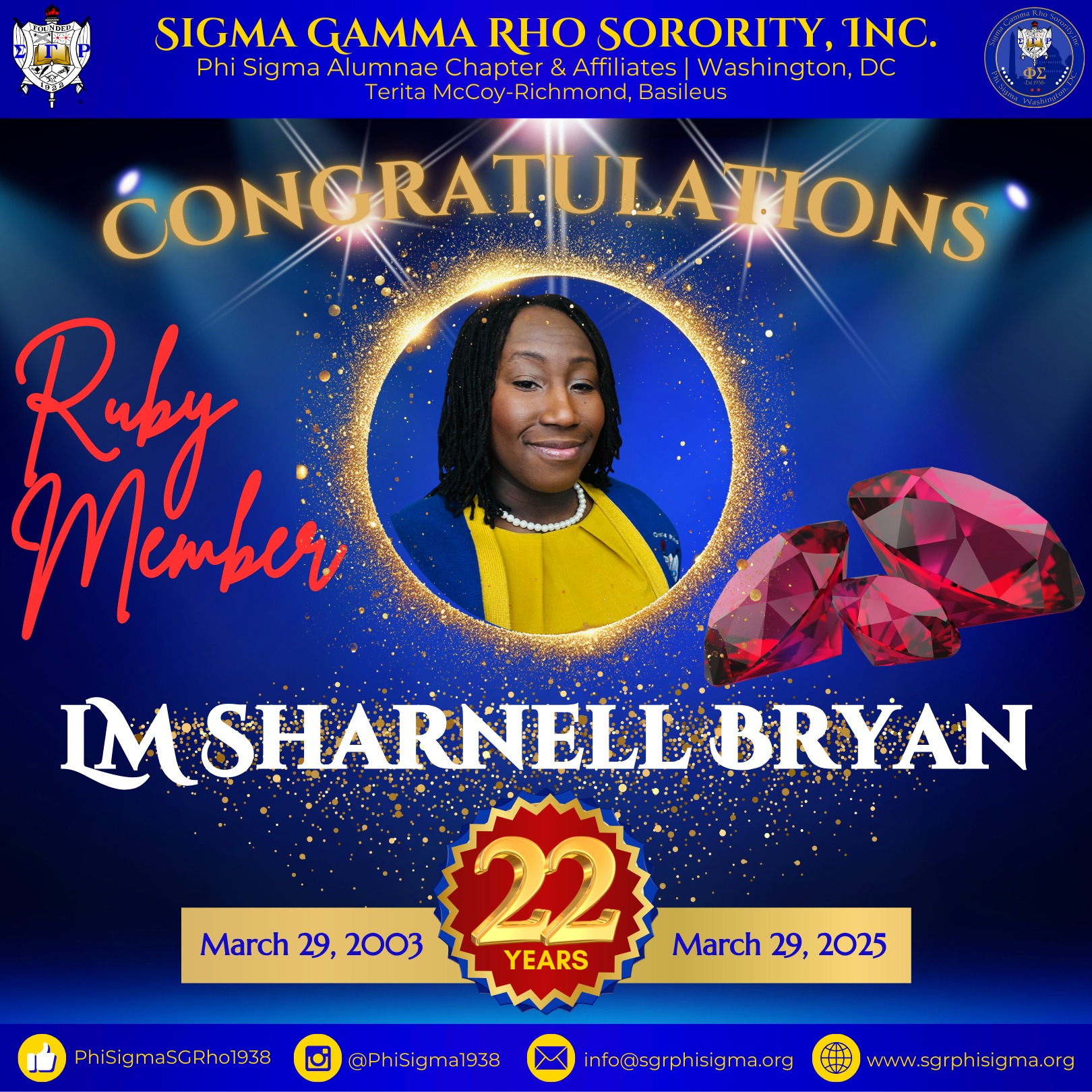 Today, we congratulate our newest Ruby Member, Life Member Sharnell ...