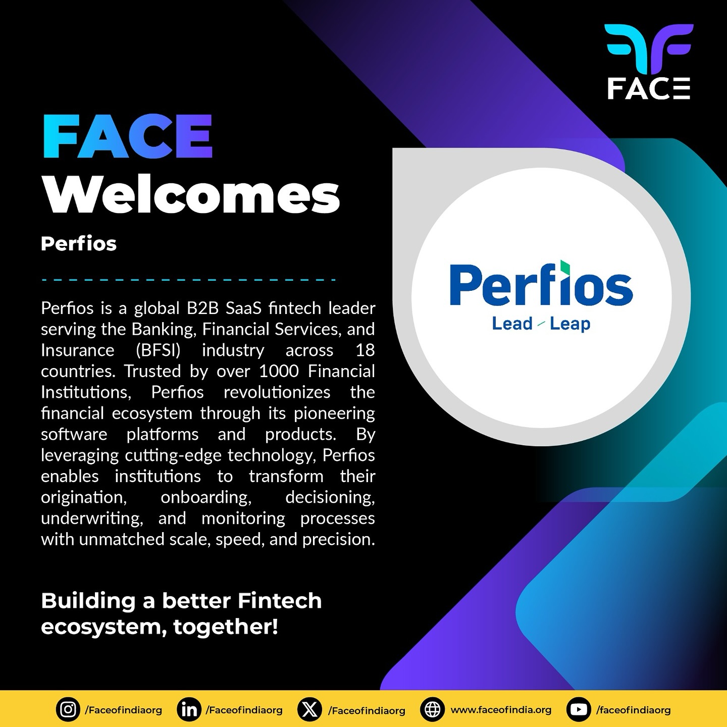 Fintech - Welcoming Perfios to the FACE Family! 🎉 Perfios is a global ...