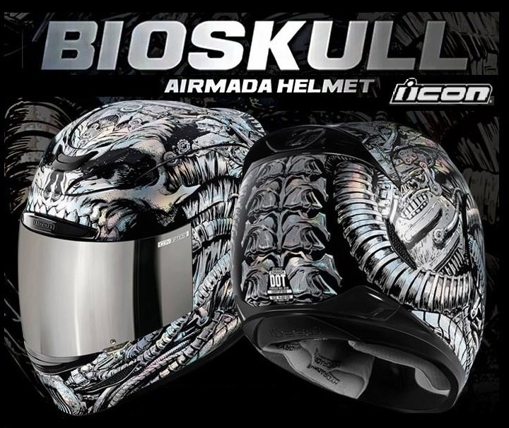 icon airmada bioskull helmet BLK face motorcycle helmet Icon Airmada Georacer Helmet for