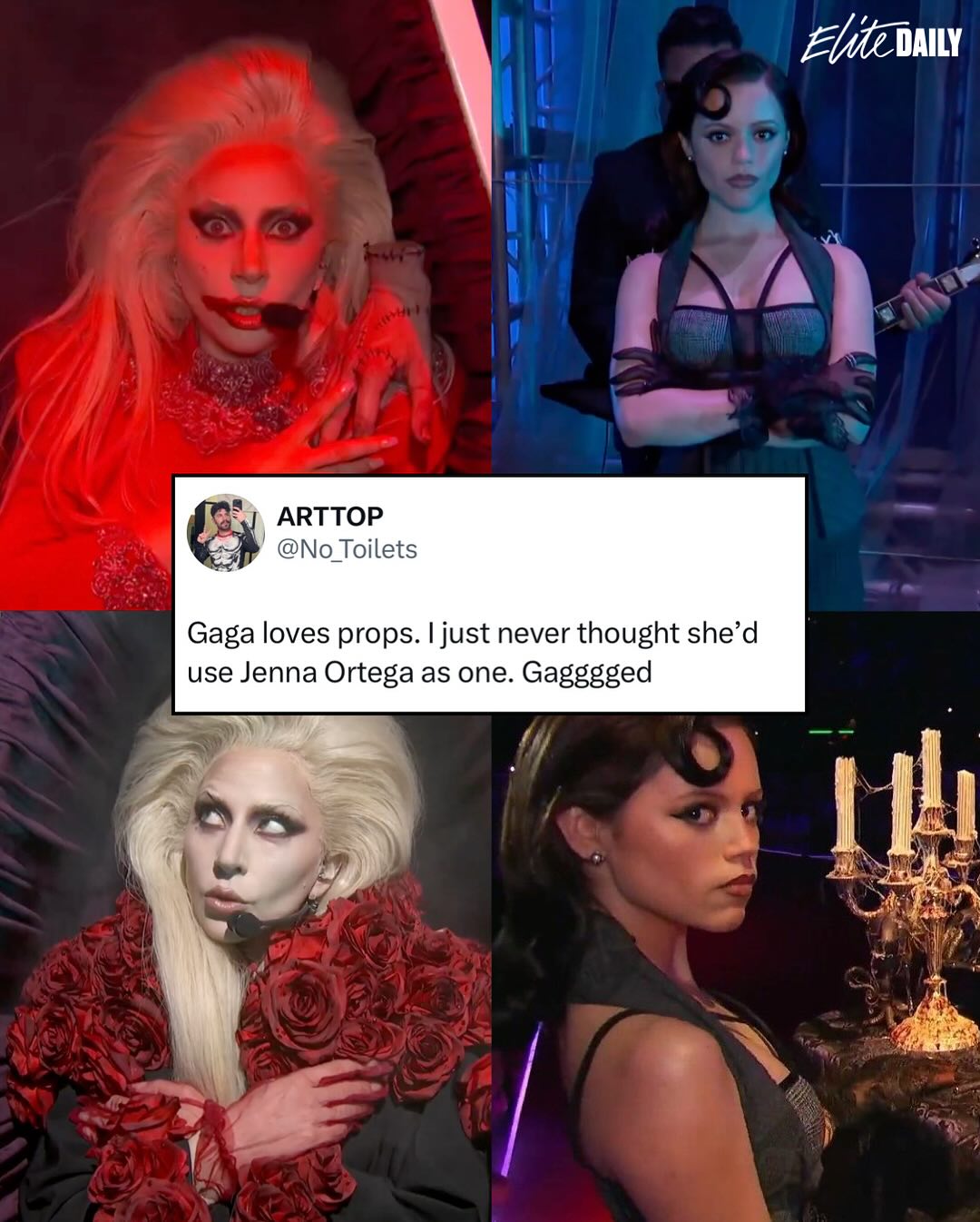 DOUBLE SNAPS ALL AROUND! 🫰🖤 Photos: @netflix / Getty (No_Toilets, @ ladygaga, brinabusywoman, Angel_Kidwell on X) #JennaOrtega #LadyGaga