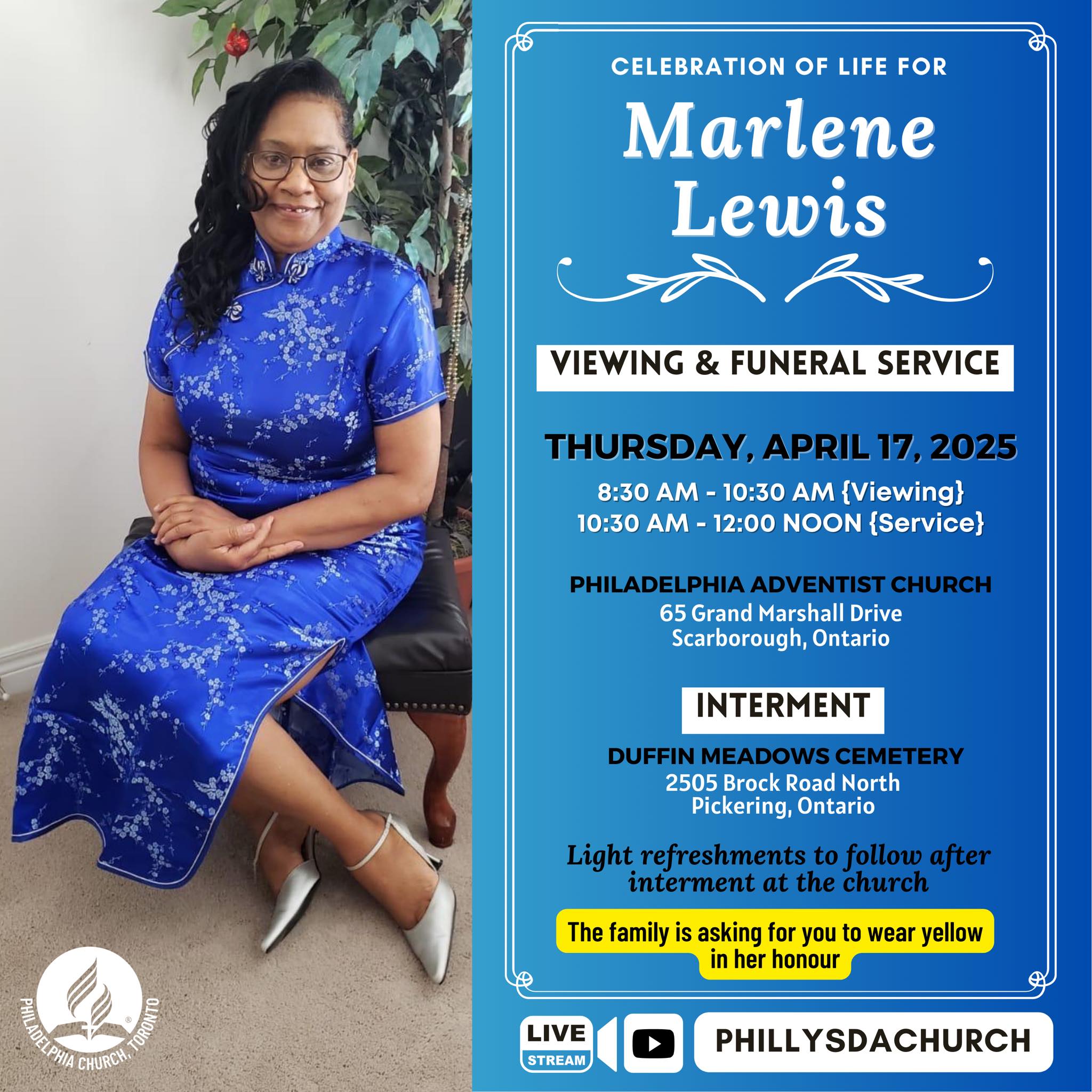 Philadelphia - Celebration of life for our beloved sister in Christ ...