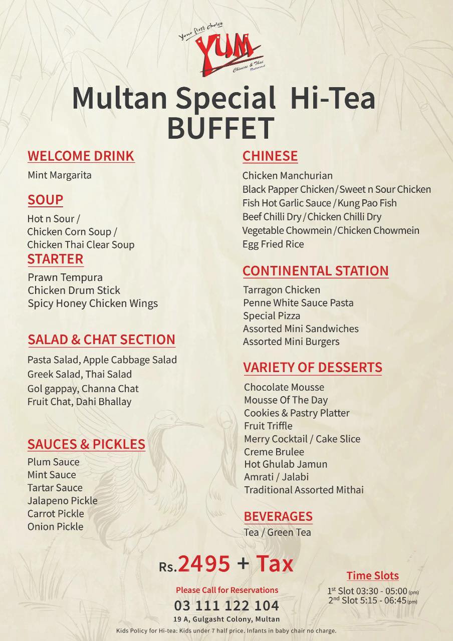 Yum - Current Hi-Tea Buffet Menu at Yum Multan 🍴 #YumMultan #HiTea # ...