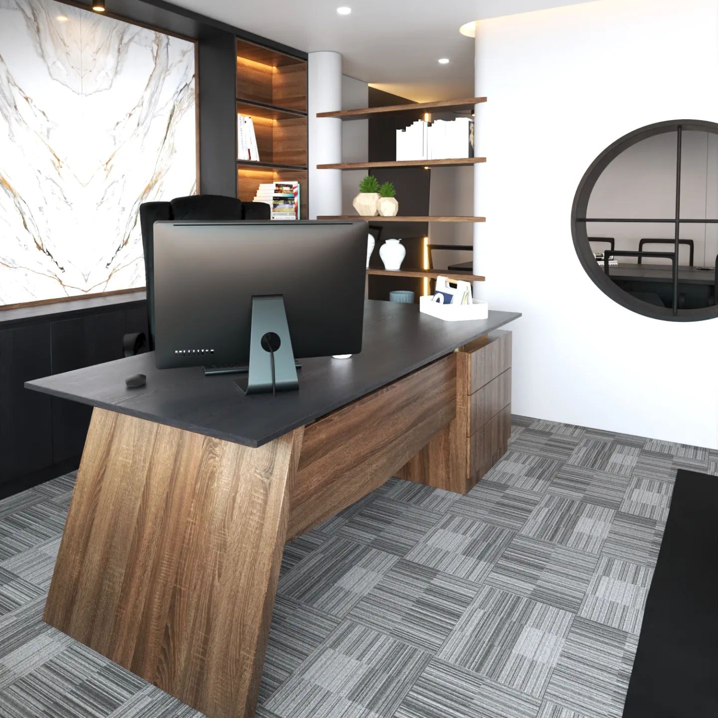 Nexus World - The office interior has a consistent rhythm,...