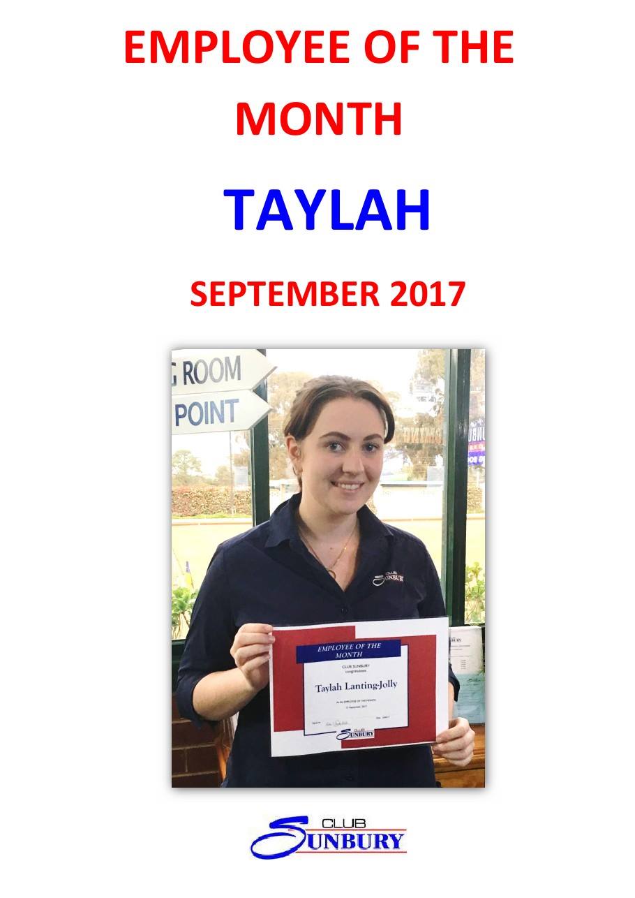 Club Sunbury - CONGRATULATIONS to our latest Employee of...