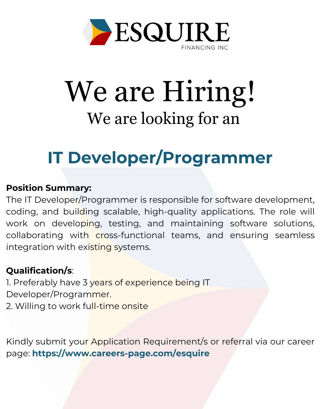 IT JOB HIRING PHILIPPINES | **👩‍💻We're Hiring: IT Developer ...