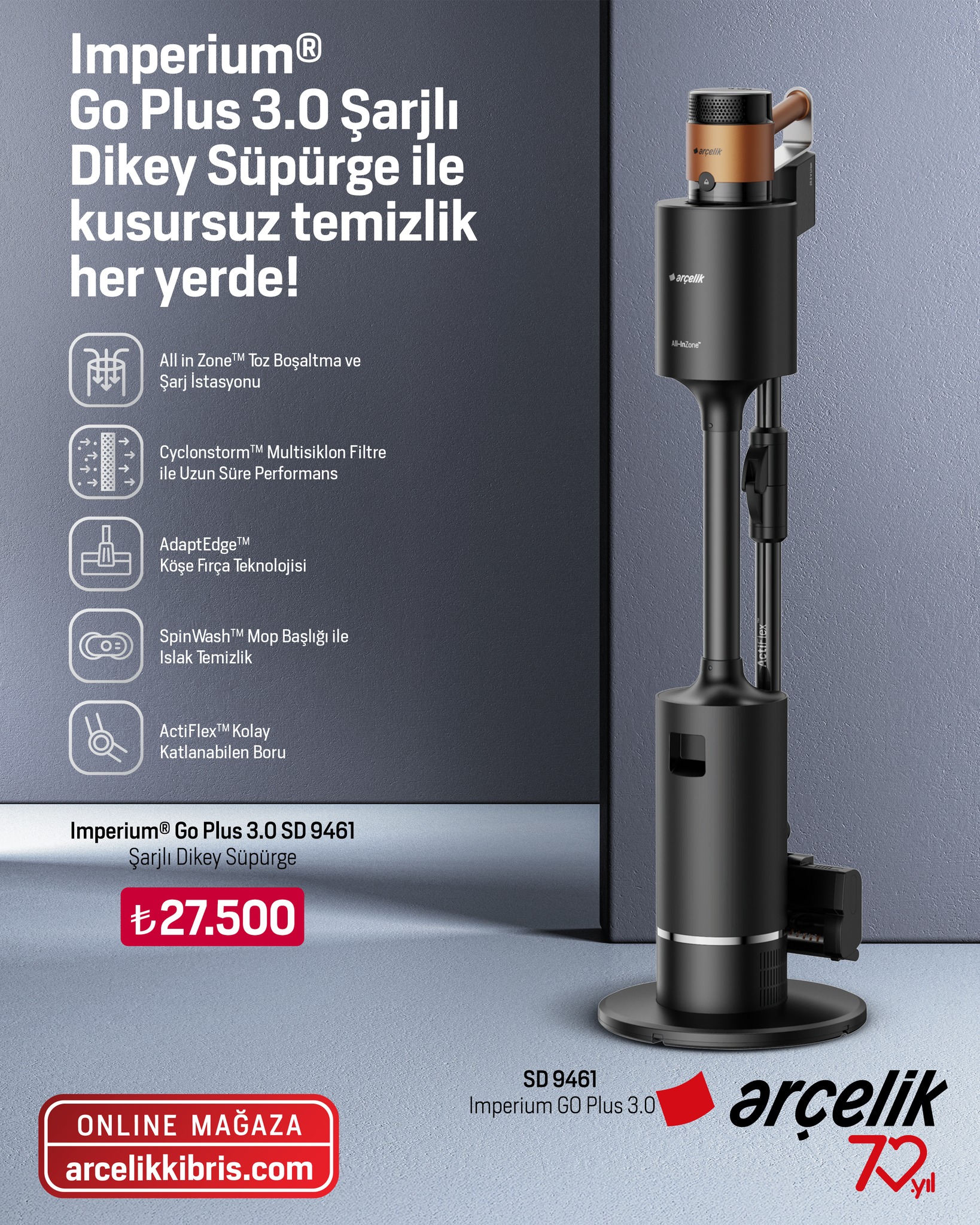 Arçelik - All in zone toz boşaltma ve şarj istasyonu, AdaptEdge fırça ...