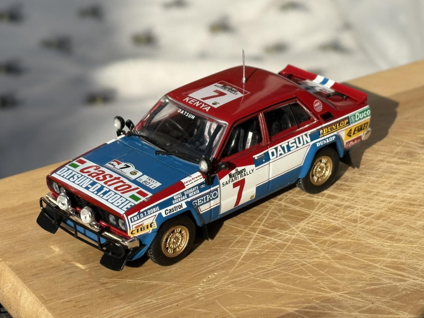 In stock now, 1/43 Datsun Violet GT Shekhar Mehta 1981 Safari