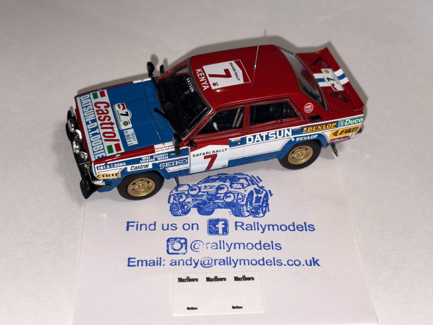 In stock now, 1/43 Datsun Violet GT Shekhar Mehta 1981 Safari