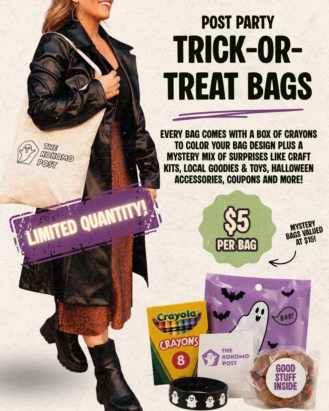 Kokomo Post 2026 Halloween party trick-or-treat bags for $5