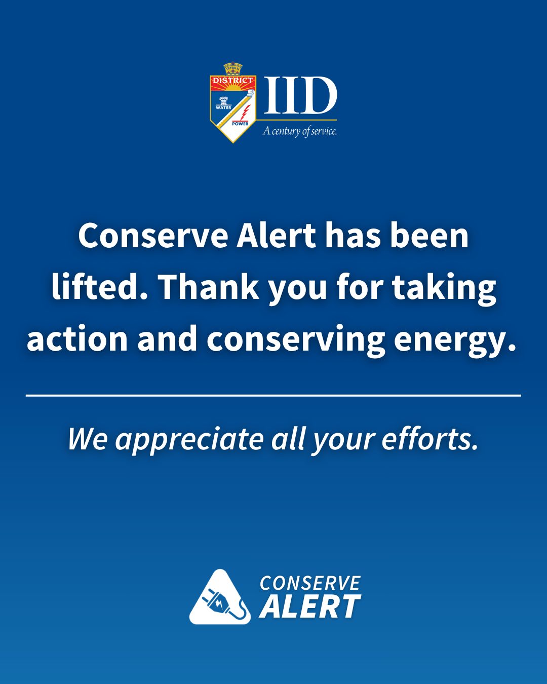 The Conserve Alert has been... - Imperial Irrigation District | Facebook