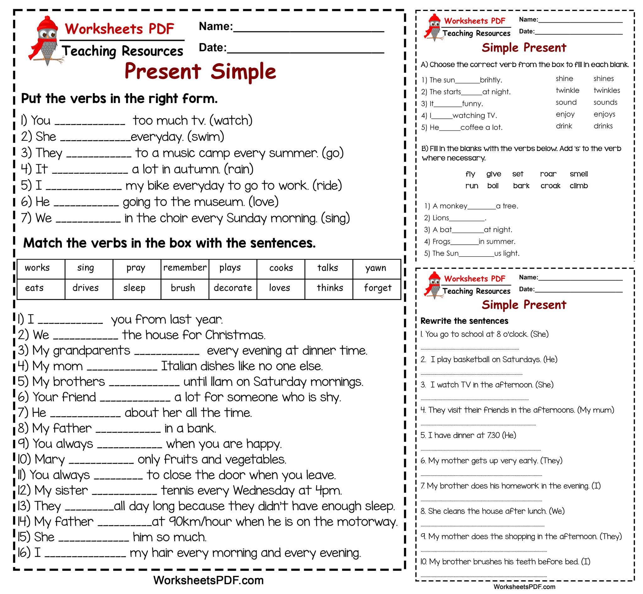 Worksheets PDF - Simple Present Worksheets PDF ... | Facebook