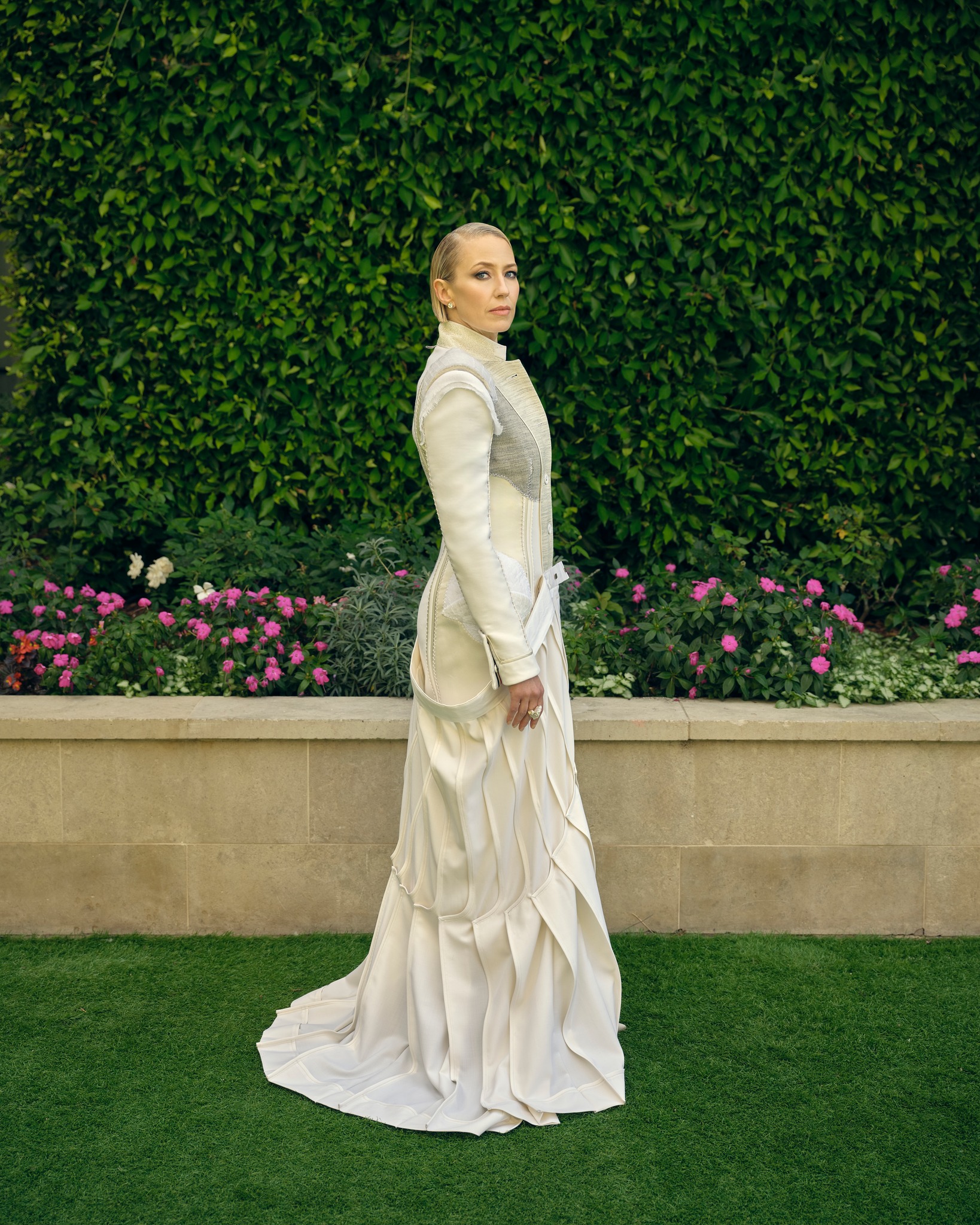 thom browne white dress carrie … carrie coon wears a custom couture 2024 deconstructed tailored in off-white wool crepe, double duchess silk and horsehair canvasing embroidered with cut bugle beads and ha Hire Amadeus Satin Midi Material:VISCOSE Where can I rent kids' clothing in Texas? Partial front button closure
