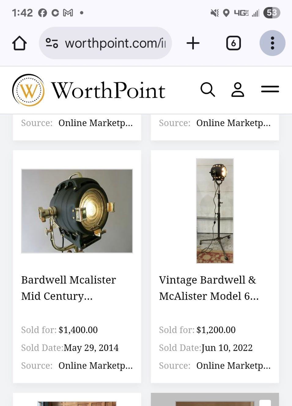 Vintage Bardwell and McAllister Hollywood studio light for sale