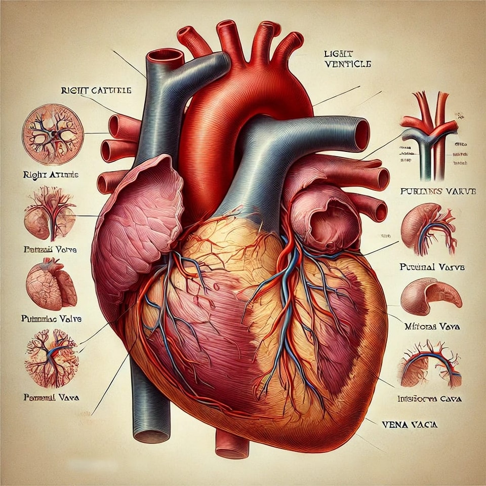 Biology - General overview of heart anatomy, including the key parts ...