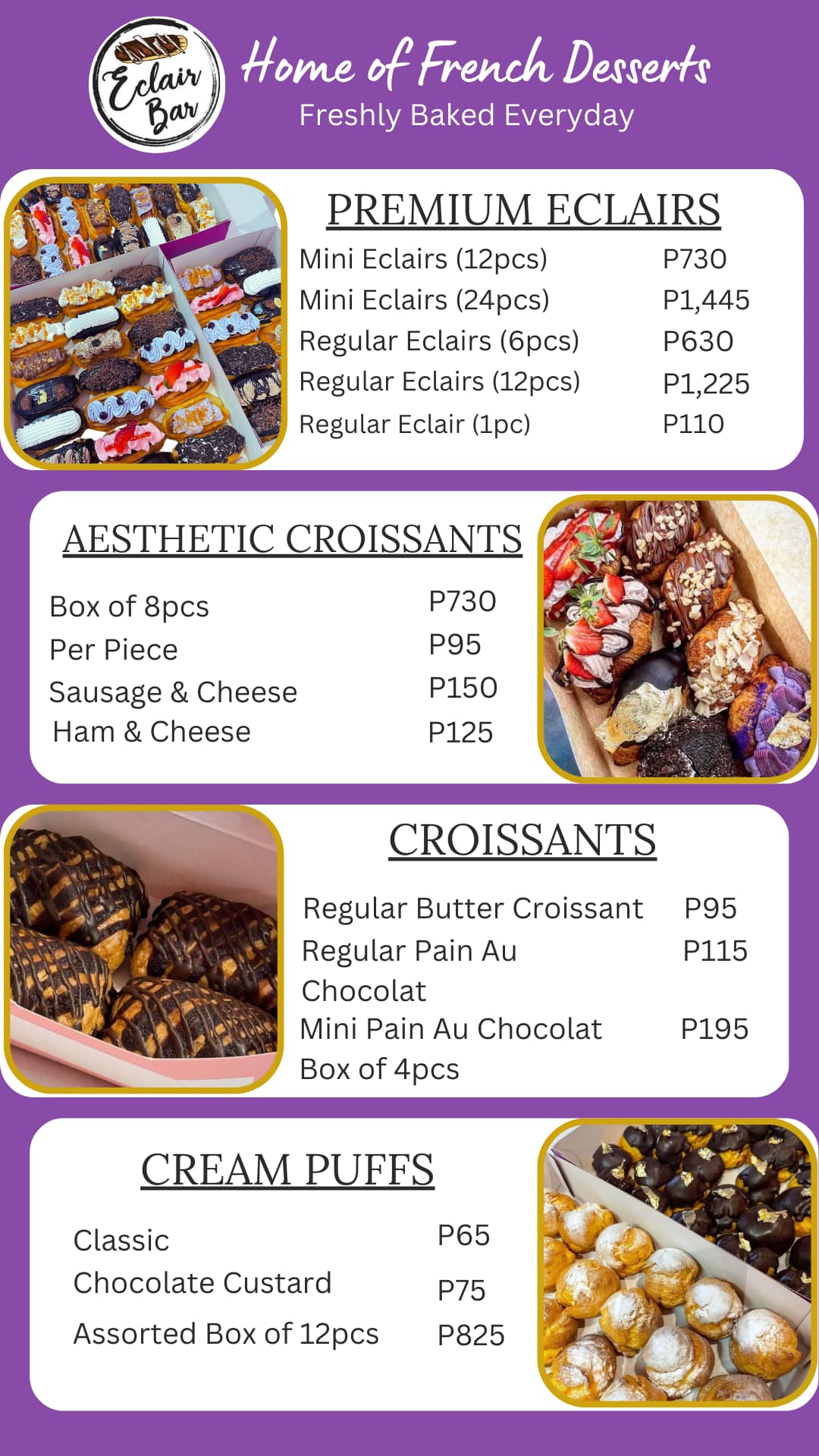 Eclair Bar - MENU 💕 #eclairbarph