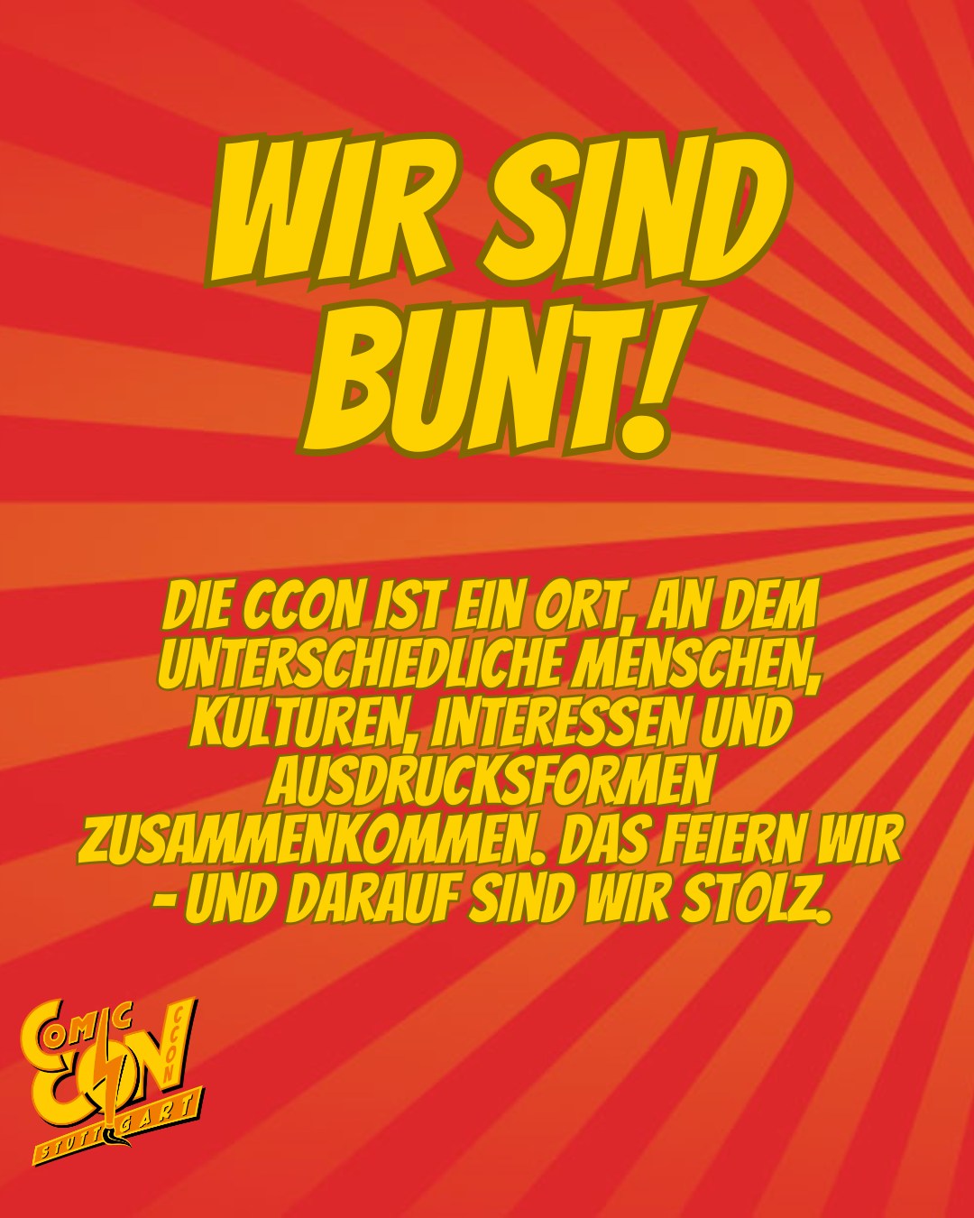 Wir sind bunt – und genau so... - CCON Comic Con Stuttgart | Facebook