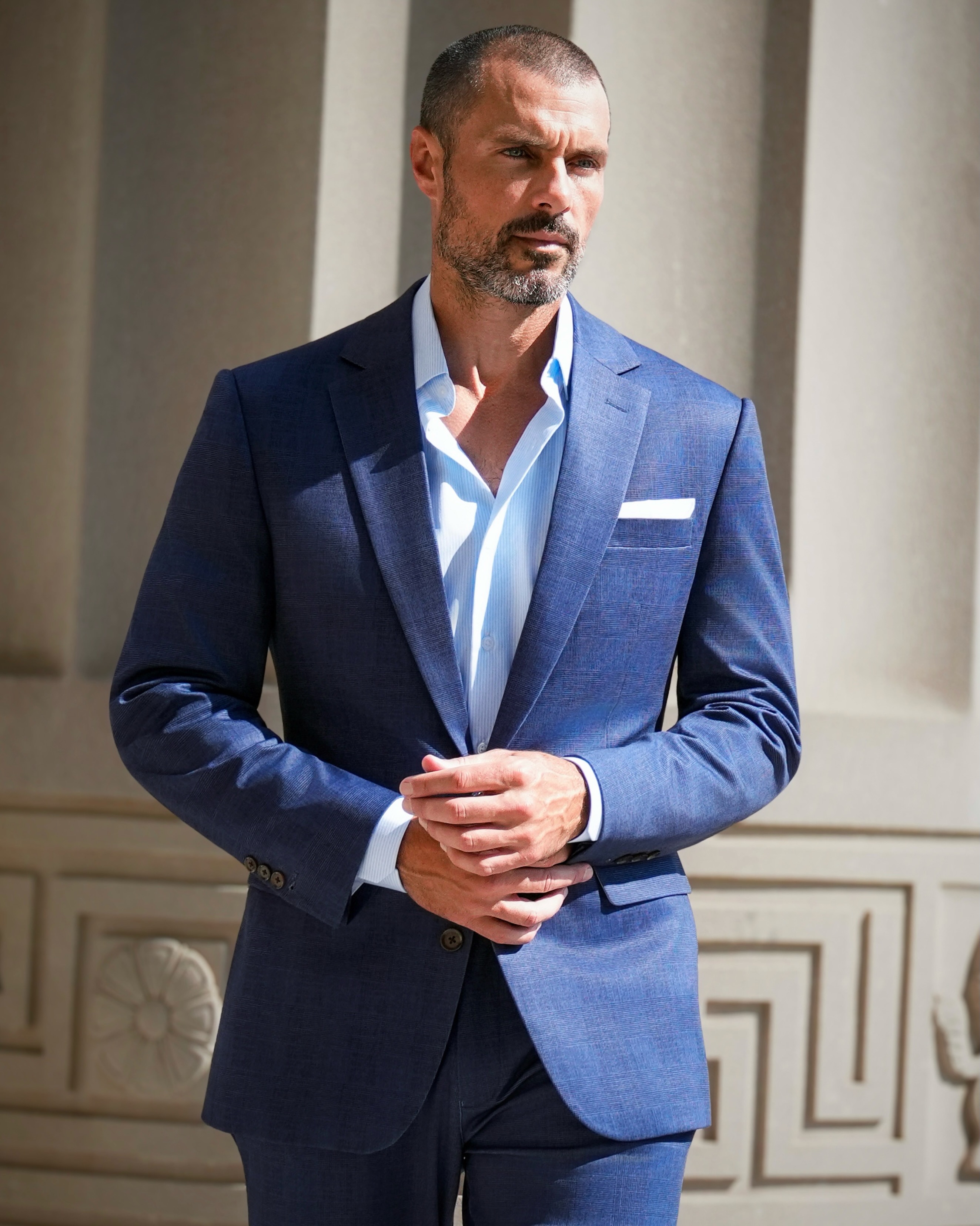 dress shirts for blue suit State & Liberty Clothing Company's modern tailored fit menswear with performance stretch Color:Nude Blush
