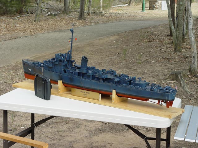 Task - A model of USS Slater, seen in the extremely dark Measure 21 ...
