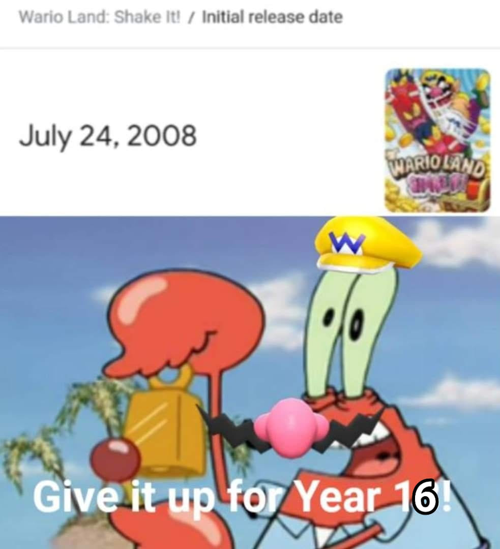 2008 was also when the last Wario Land came out. Wah!