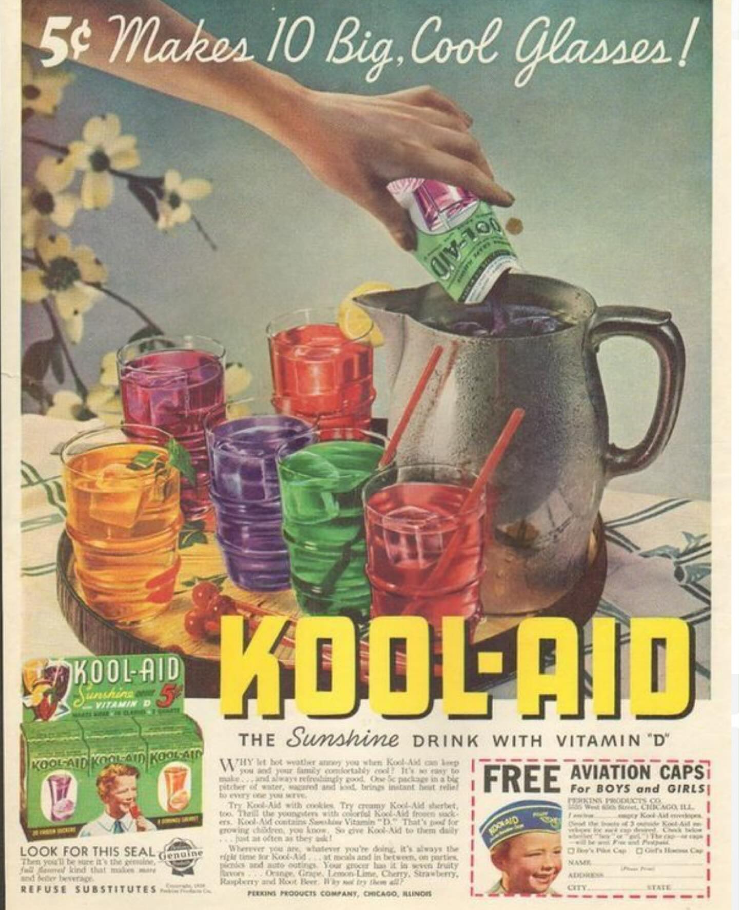 Awesome 1940s Kool-Aid ad. Look at the fun promo!
